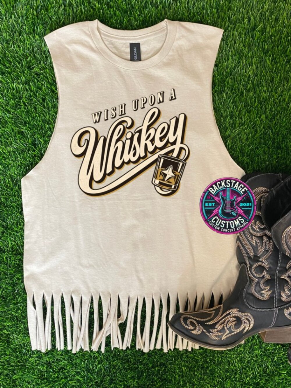 Wish Upon A Whiskey Luke Combs Fringe Tank